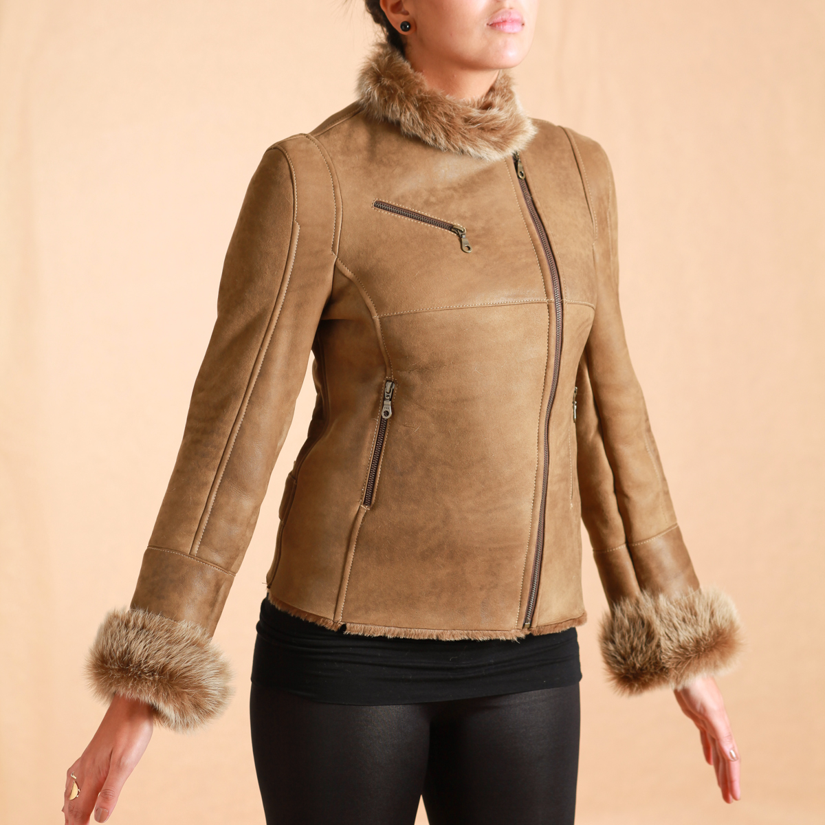 'OPHÉLIE' Blouson peau lainée femme - Shearling